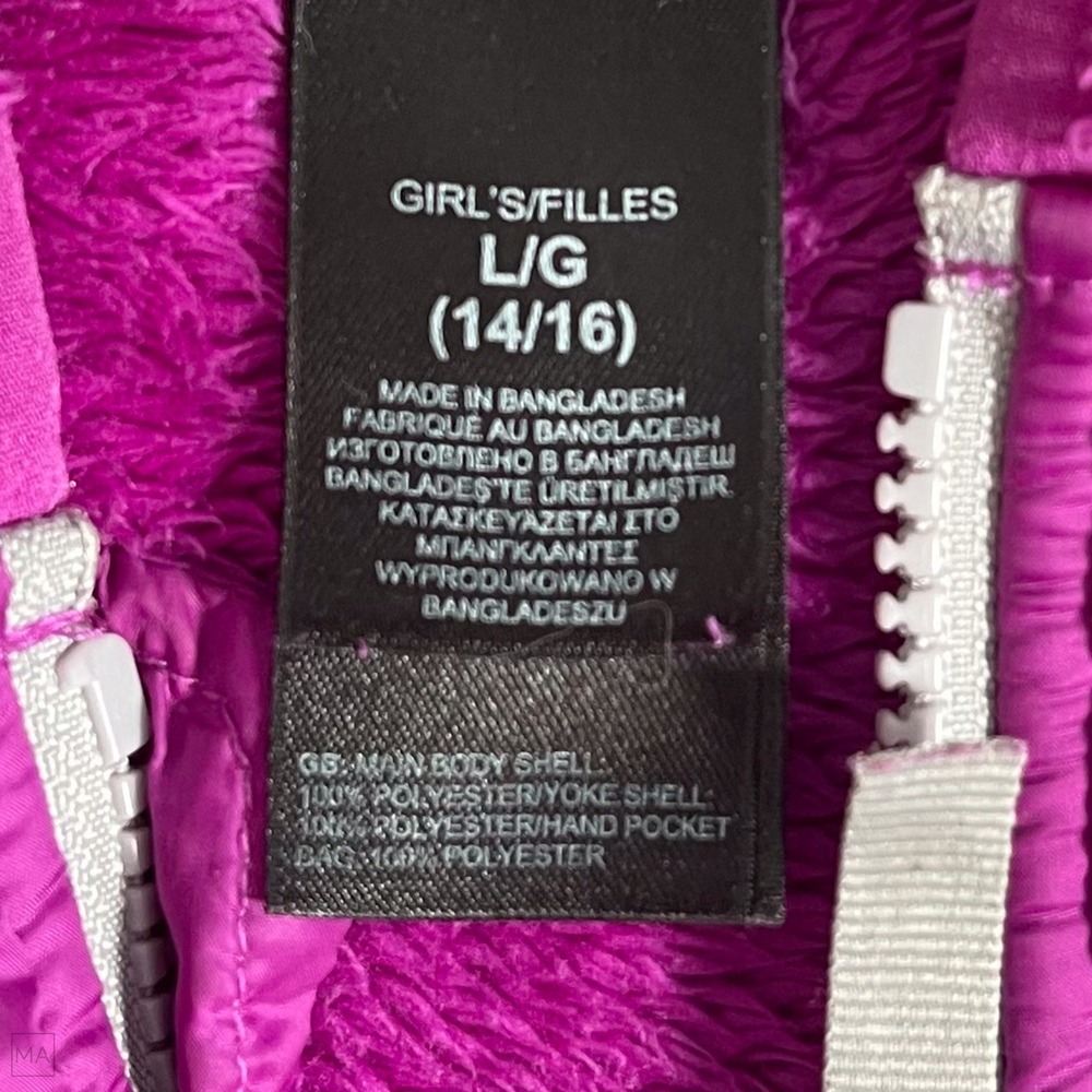 The North Face Girls Full Zip Jacket Fleece Fuzzy Hoody Outdoors L 14_16 Fuchsia - Picture 2 of 7